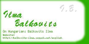 ilma balkovits business card